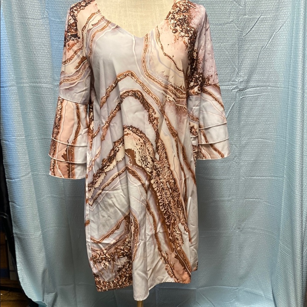 NWT SHEIN Size medium Marble Print V-Neck Dress soft flowy‎ summer spring